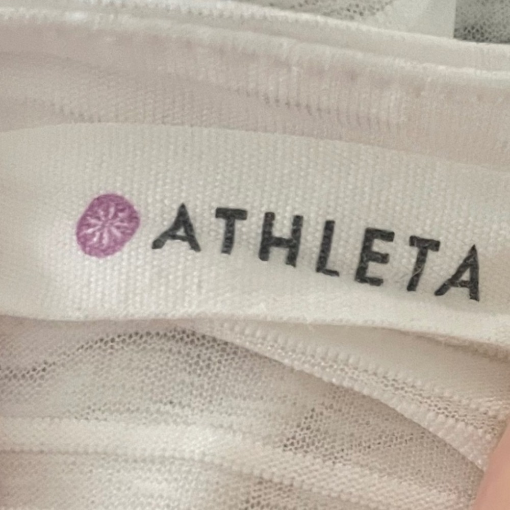 Athleta Floral Print Capri Leggings Illuminate White Top Crewneck Sweatshirt Set - Picture 12 of 16